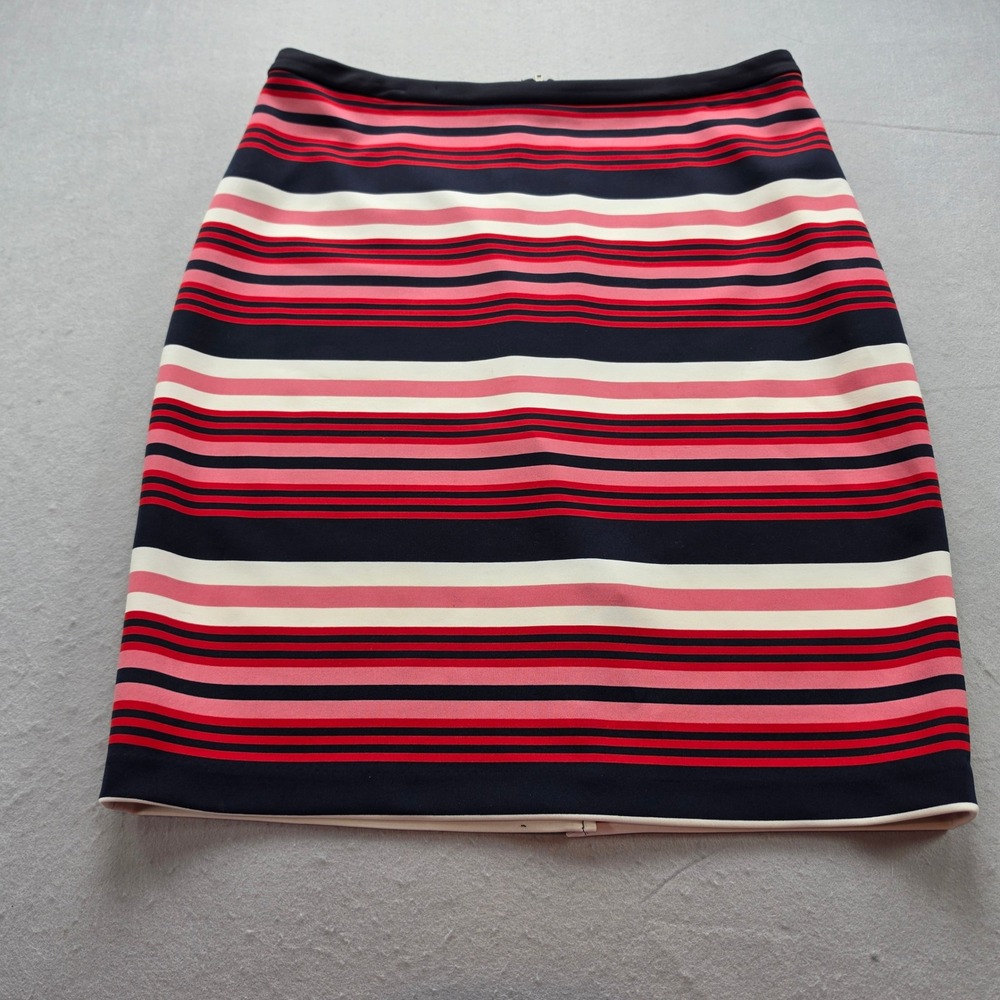 The Limited Striped Pencil Skirt Navy Red Pink Size 12 Knee Length Back Zip